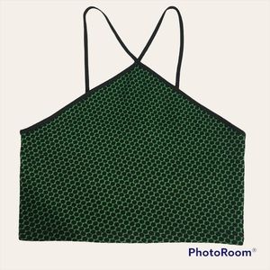 Zara Crop top green and black halter top size Medium - Large NWT